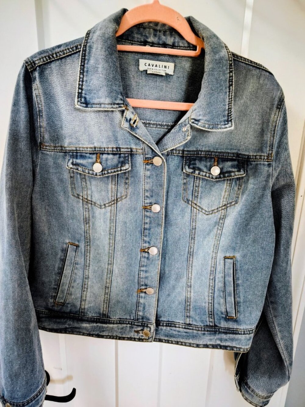 Cavalini Denim Collector Jean Jacket Womens L Blue Denim